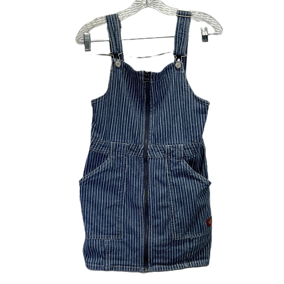Dickies Dresses & Skirts - Dickies Womens Antique Blue White Striped Denim Overall Cotton Dress Medium